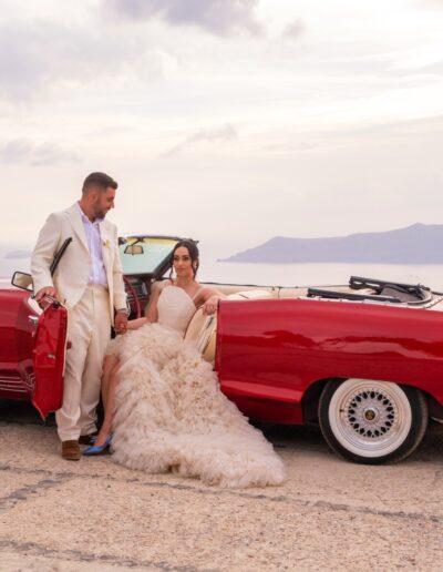 Vintage car photoshoot in Santorini – [scene/view]